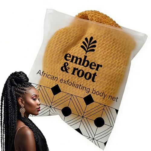 Ember and Root African Exfoliating Body Net Sponge Ember and Root African Net Sponge Exfoliating Towel Exfoliating Washcloth Face & Body Scrub Towel for All Skin Types Gentle Exfoliation (Bronze)
