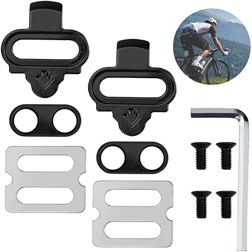 Kit De Cales SPD 2 Trous Pour Shimano – Métal Antidérapant, Avec Vis Et Clé Allen Pour VTT, Route Et Vélo D’appartement