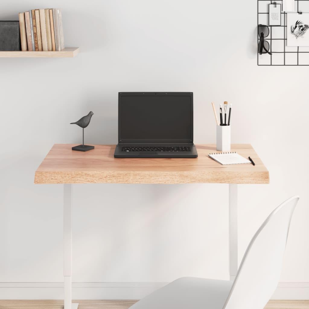 Massivholz Tischplatte aus Eiche 80x40x2-4 cm, behandelte Naturkante für schreibtisch arbeitsplatte ersatz, DIY bauen renovieren, passend für untergestell, Tischoberfläche