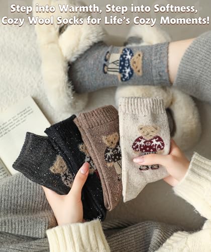 Image of IIG Winter Warm Wool Socks for Women Original Design Trendy Boot Socks Ideal Gift