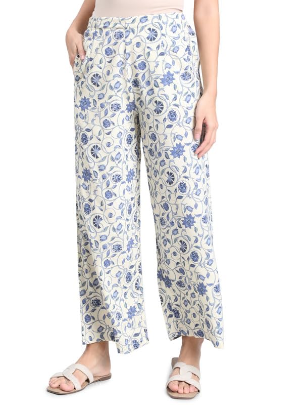 Image of GO COLORS Soft Viscose Printed Palazzo Full Length for Women| Breathable, Mid Rise