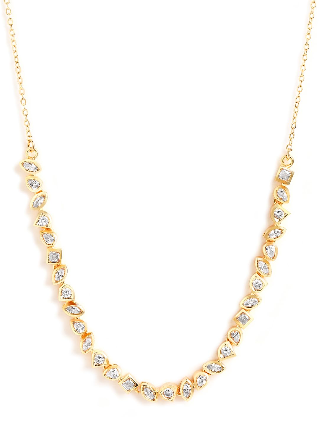 MINUTIAE Stylish Crystal Cubic Zirconia Diamonds Necklace For Women & Girls With Extendable Chain (Gold) (B0CLLFZ5GC) Amazon Price History, Amazon Price Tracker