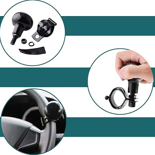 Miniatura 3 de HOTTuoHong Bola elevadora para volante de automóvil, bola giratoria suave con mango giratorio para automóvil, bola auxiliar de control de ayuda para