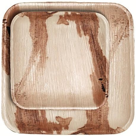 Miniatura 2 de Plato desechable de hoja de palma de 25 cm, utensilios biodegradables y resistentes para fiestas, bodas, campamentos y más, 25 unidades