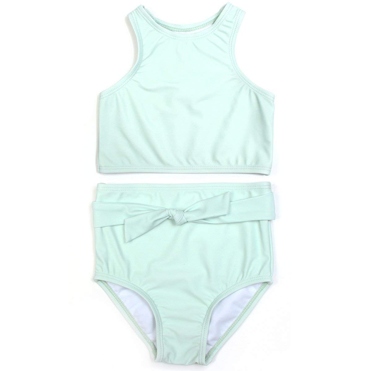 SwimZip Girls' Halter Top Bikini Bottom UPF 50+ 2 Piece Light Blue - 18-24 Month