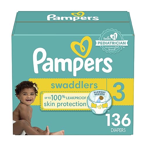 Image of Pampers Swaddlers Diapers - Size 3, 136 Count, Ultra Soft Disposable Baby Diapers
