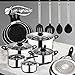 San Ignacio Juego 3 SARTENES+BATERÍA 8PZS+Utensilios DE Cocina, Aluminio, Negro, 24 cm