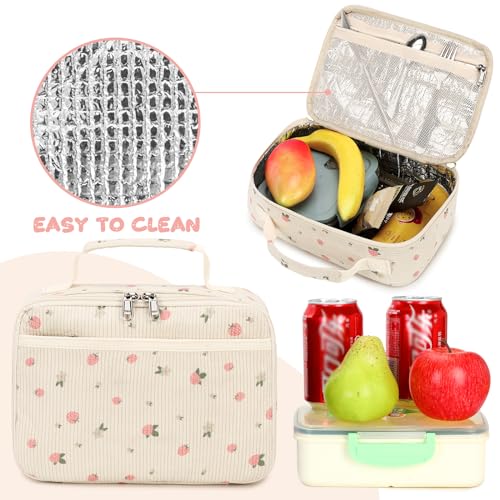 Image of Lunch Bags for Kids Girls Insulated Lunch Boxes Corduroy Cooler Toddler Lunch Tote Bag Thermo Picnic Bag for School Children