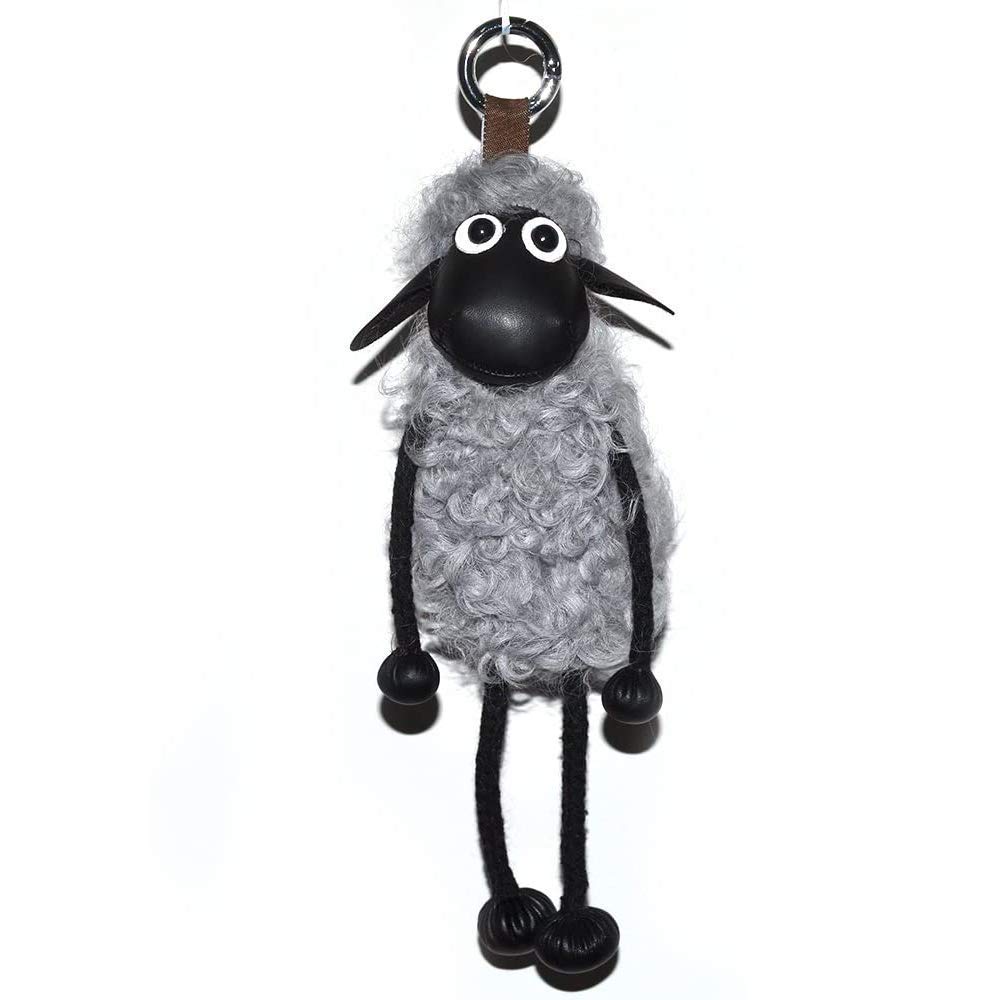 EWE2 Key Chain for Women (Fur Bag Charm) with Heavy Duty Keychain Holder in Gift Pink Box - Grey