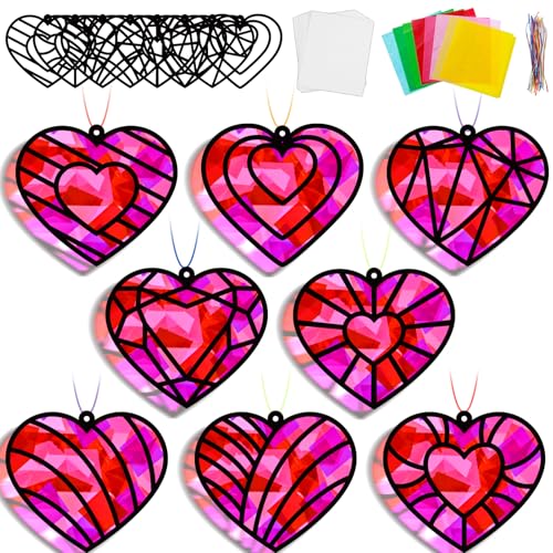 32 Sets Valentines Suncatchers Craft Kit DIY Heart...