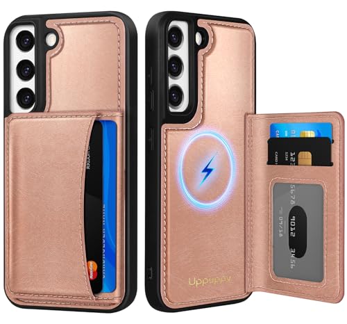 Uppuppy for Samsung Galaxy S21 FE Wallet Case with Card Holder,Rose Gold - image 1