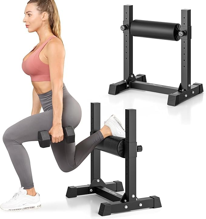 BODY FITNESS - Bulgarian Split Squat Stand, Single Leg Squat Roller Stand with 9 Adjustable Roller Heights for Squats, Leg Lunges, Lower Body Training (Split Squat Stand)