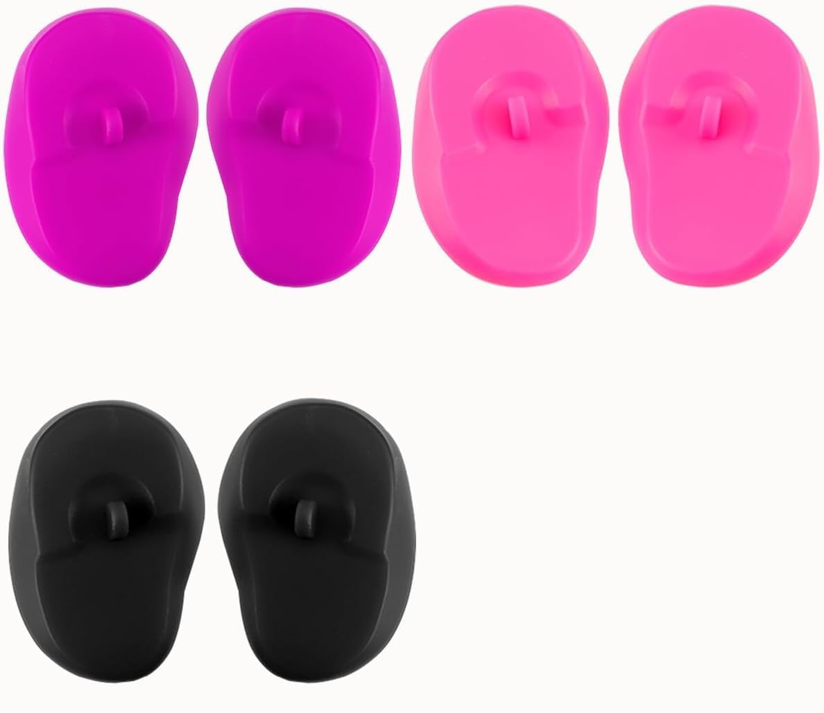 Khazna 6 Pcs Silicone Ear Covers, Reusable Hair Dye Ear Cover, Ear Protect Cover for Hair Dyeing, Hair Styling Accessories for Hair Dye, Hair Perm, Salon, Spa, Bathing and Showers (Black+Pink+Purple)