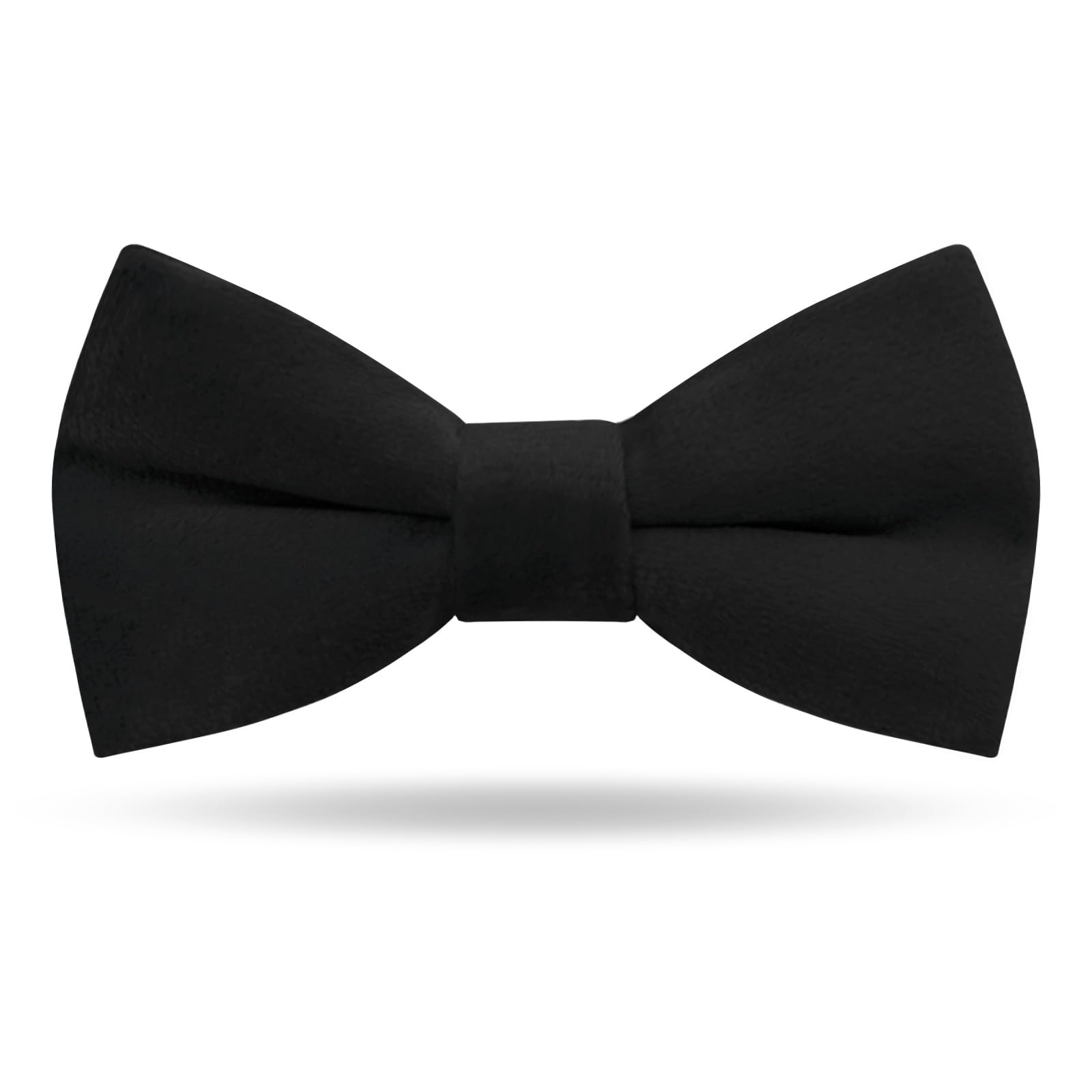 LJBFNN Velvet Bow Ties for Boys, Adjustable Pre-Tied Bow Tie Solid Color Bowtie for Kids Toddler Child Wedding Party School (Black)