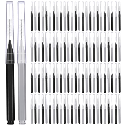 Image of Patelai 100 Pieces Braces Dental Brush for Cleaner Interdental Toothpick Dental Tooth Flossing Head Oral Hygiene Flosser Toothpick Cleaners Tooth Tool(Black, Grey,Suitable Size)