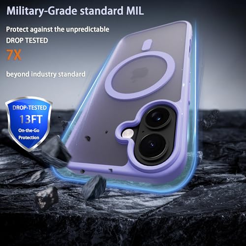 Image of Magnetic for iPhone 17 Phone Case, [Compatible with MagSafe], Screen Protector X1, [Military Grade Drop Protection],Matte Finish,Slim,Shockproof,Protective (Light Purple, 17)