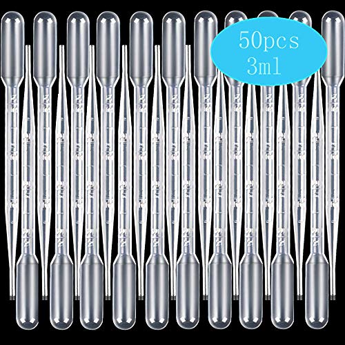 3ml Pipettes Plastic Transfer Pipettes Eye Dropper, Essential Oils Pipettes Dropper Makeup Tool - 50 Pcs