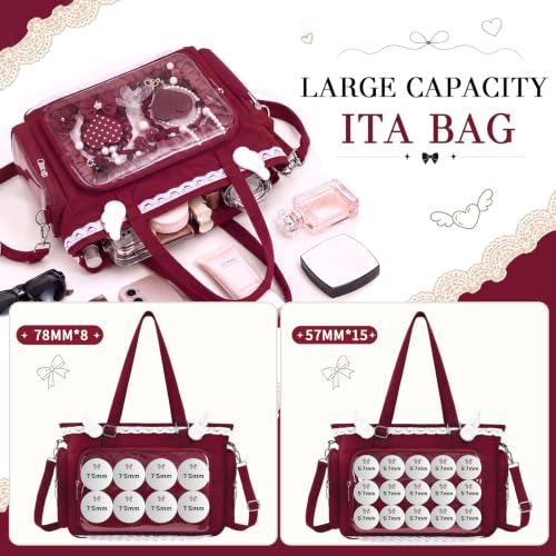 Lace Ita Crossbody Bag with Clear Window, Display Insert & Wing Pins (Red) - image 5