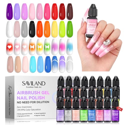 Saviland Esmalte Gel Airbrush 24 Colores Kit Aire miniatura 1