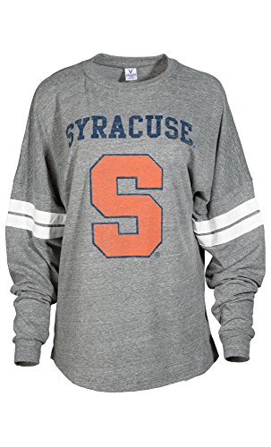 NCAA Syracuse Orange Betty Long Sleeve Tri-Blend Football Jersey T-Shirt, Small, Tri Grey/White