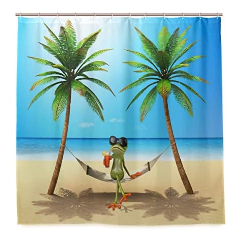 TropicalLife - Cortina de ducha impermeable diseño rana 180x180cm Cover