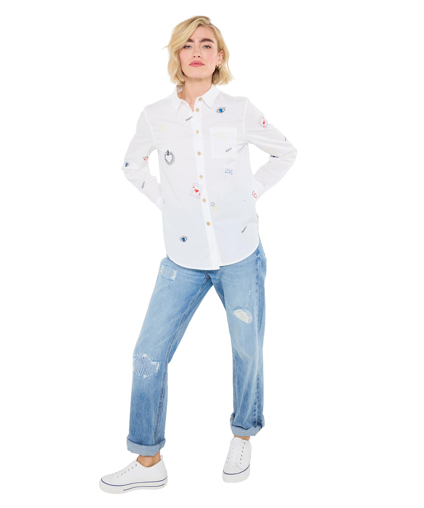 Joe's Embroidered Shirt Size 12 White   Women's