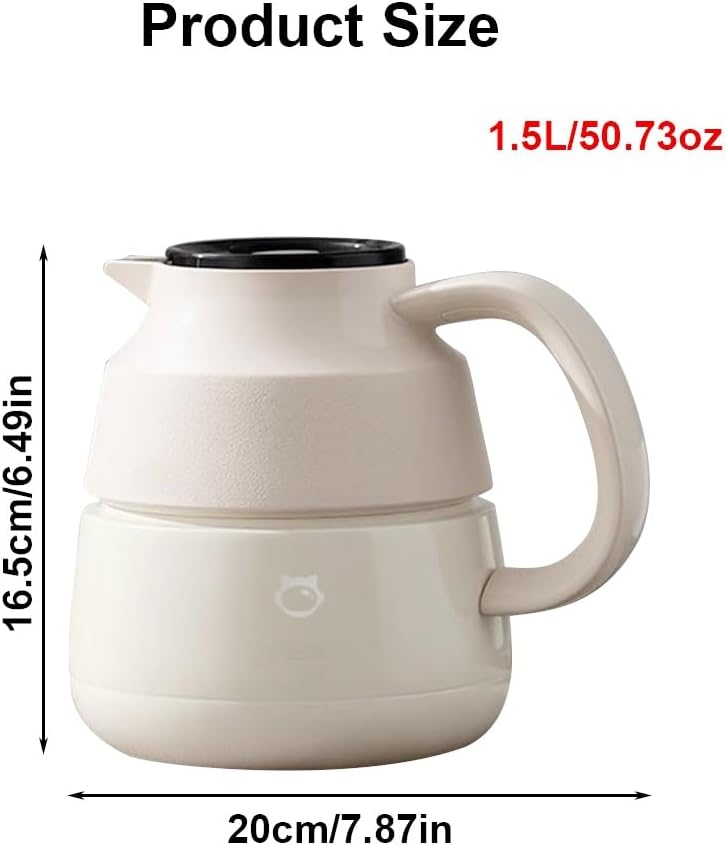 LEIYTFE 50.73oz/1.5L Insulation Pot Thermal Coffee Carafe Double Wall Vacuum Flask for Keeping Hot,Beverage Dispenser with Removable Tea Filter, Insulated Pot(Orange)