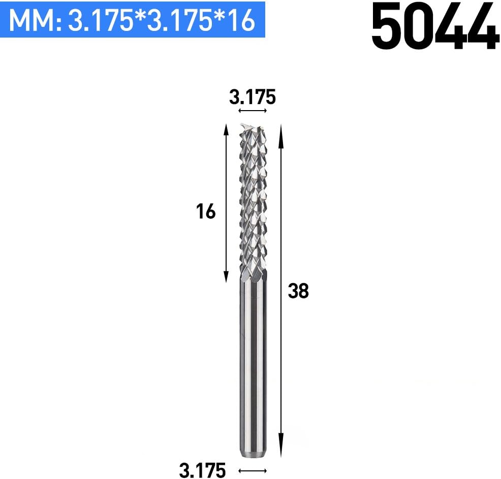HUHAO Carbide Rotary Burr File 1/8 Shank End Mill For PCB Plastic Epoxy Board Aluminum 10PCS