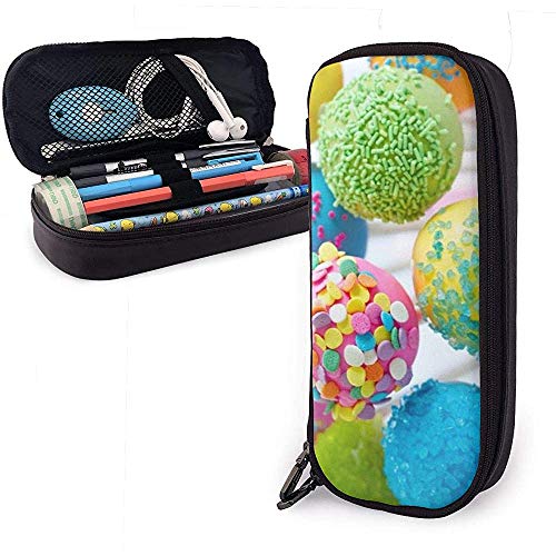 Preisvergleich Produktbild Beauty Candy Federmäppchen aus PU-Leder, Federbeutel, strapazierfähiges Organisationsmaterial mit doppeltem Reißverschluss 20 * 9 * 4 cm (8X3,5X1,5 Zoll)