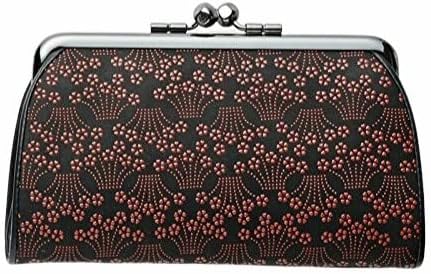 印傳屋 (INDEN-YA) 印伝屋 印伝 本革 親子がま口 小銭入れ《 黒地