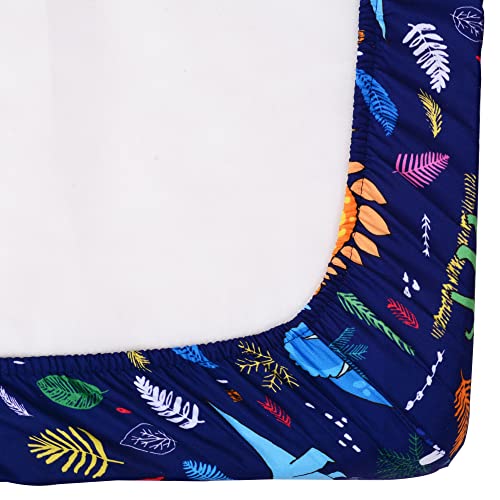 Image of Cloele Dinosaur Fitted Crib Sheet for Baby Boys,Blue,1 Pack Baby Crib Sheet | 100% Polyester, For Standard Crib and Toddler Mattresses,Nursery Bed Sheet,