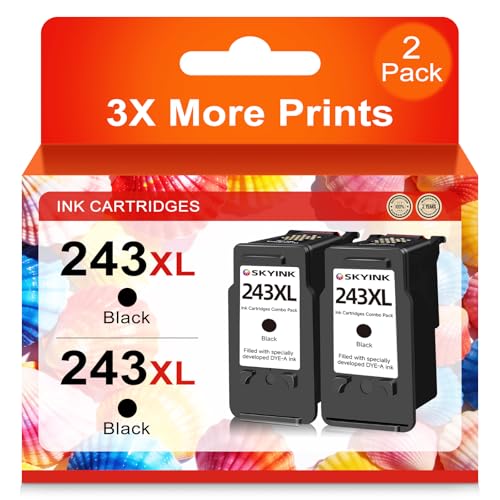 Image of Skyink 243xl Ink Cartridge Compatible Replacement for Canon Ink 243 XL PG-243 245 XL for TR4520 MG2522 TR4522 TS3320 TS3120 TS202 MX492 MG2922 MG3020 Printer (2 Black Pack)