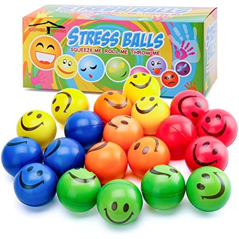 LovesTown 20 PCS Face Squeeze Balls, 2.5 Inch Smile Balls Face Stress Balls Stress Relief Balls for Kids Adults Toddler School Carnival Reward Party Bag Gift Cover