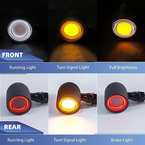 Image of Motorcycle Turn Signals LED Front Rear Lights 4 PCS, Vintage 40 LEDs Switchback Blinkers for Running Turn Braking, Universal Fit Harley Chopper Bobber-Suzuki Yamaha Honda-Black