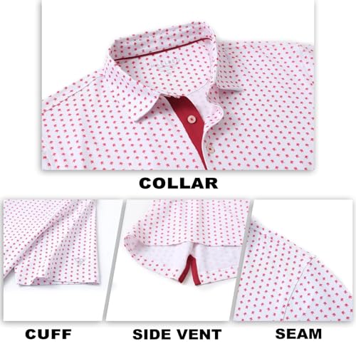 Image of M MAELREG Mens Golf Shirt Short Sleeve Dry Fit Print Moisture Wicking Performance Patterns Collared Polo Shirt