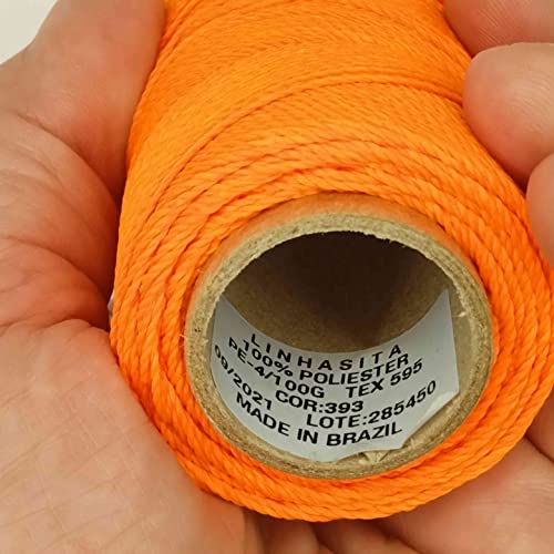 Linhasita Waxed Thread 100 g / 170 m Polyester 1 mm Thick Macrame, 30 Colours Fluorescent Orange, Orange Neon - Image 3