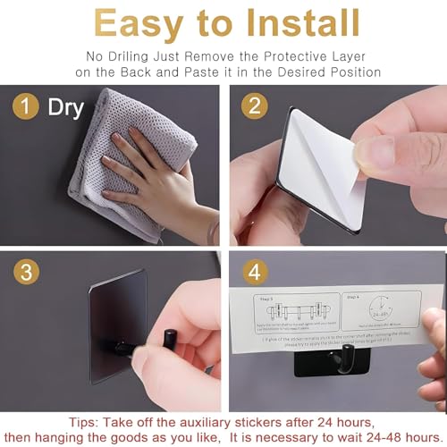 Image of Self Adhesive Wall Hooks - Heavy Duty 10 Pcs Wall Hanger Hook Without Drilling - Nail Free Wall Hooks for Hanging Sticky Hooks for Wall Heavy Items (Style 5)