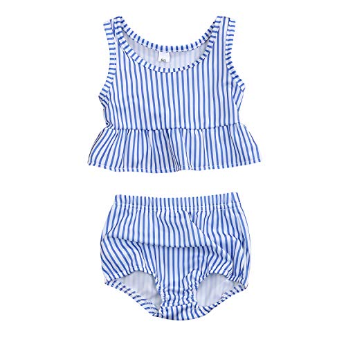 Image of YOUNGER TREE Toddler Baby Girls Summer Swimsuit Sleeveless Striped Swimwear Two-Piece Suit Beach Bikini