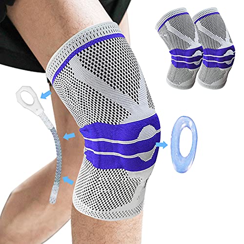 Knee Braces for Knee Pain, Compression Knee Brace Support with Side Stabilizers, Knee Pads for Women and Men, Knee Sleeves for Weightlifting, Sports, Meniscus Tear,Joint Pain Reliefï¼ˆ2PCSï¼‰ (Large)