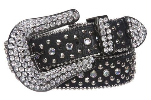 Snap On Western Cowgirl Alligator Rhinestone Studded Leather Belt2