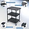 Luxor Multipurpose Three Shelves Structural Foam Plastic Storage Utility Cart - Black