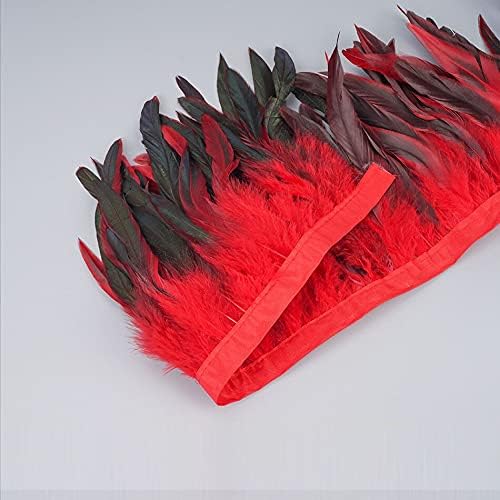 2Meter/Lot Red Plume Crafts Rooster Feathers Trims Fringe Natural Feathers Sewing Dress DIY Wedding Party Decoration 13-18cm - 2 Meters - Zamihalaa