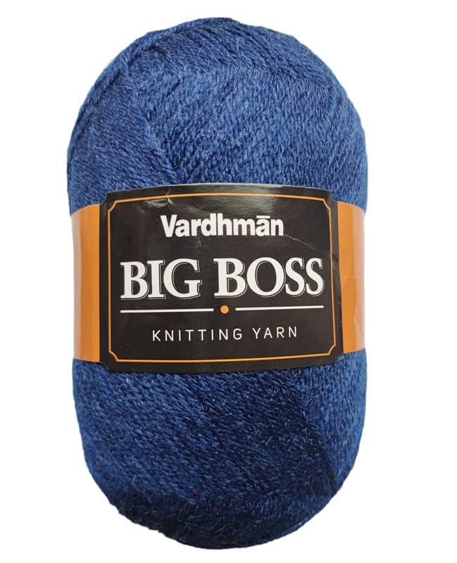 Image of NTGS Vardhman Big boss Wool Hand Knitting Soft Fingering Hank Yarn (1 Ball 200 gram Each) (Blue Shade no-47, 200 Gram)