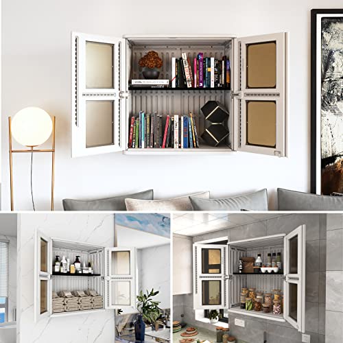 Mrosaa Indoor Outdoor Storage Cabinet Waterproof With Shelf, Lockable Outdoor Box For Indoor/Outdoor/Garage Storage For Garden Tools/Lawn Care Accessories, White… #TOP2