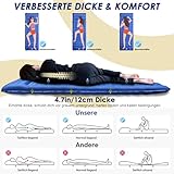 Arlierss Isomatte, 12CM Dicke Luftmatratze Camping mit Fußpresse Pumpe und Kissen, Anti-Ripstop Tragbar Schlafmatte Outdoor für Wandern, Reise, Strand-Blau