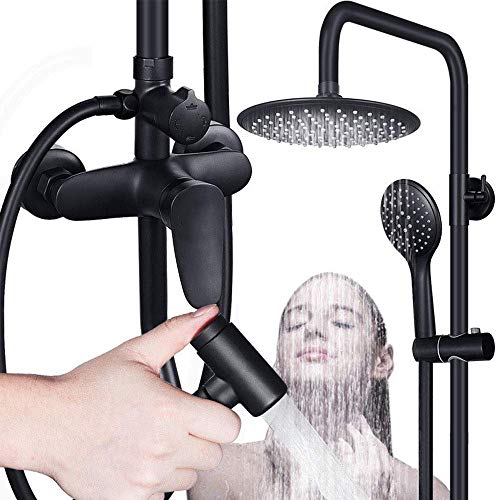 Robinet de douche noir et melangeur de bain mural - 3