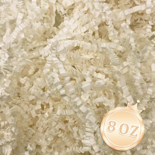 Image of Zankubom 1 /2LB Ivory Crinkle Cut Paper Shred Filler Great for Gift Wrapping, Beige Basket Fillers, Birthday, Gift Wrapping, Anniversary, Halloween Thanksgiving Christmas Party Decor Filling Supplies