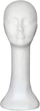 Female Styrofoam Mannequin Head, White Foam Wig Head Display, Styrofoam Foam Mannequin Wig Head Stand Model Foam Head for Hats Wigs Sunglasses Halloween Decoration Long Head