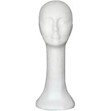Bluelans Female Styrofoam Mannequin Head, White Foam Wig Head Display, Styrofoam Foam Mannequin Wig Head Stand Model Foam Head for Hats Wigs Sunglasses Halloween Decoration Long Head