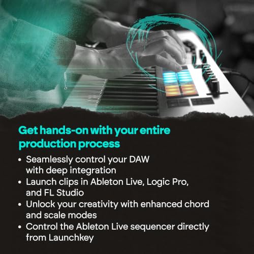 Image of Novation Launchkey 88 MK4 USB MIDI Keyboard Controller | USB, 88 Semi-Weighted Keys, 16 Pads with Polyphonic Aftertouch, 9 Faders, Pitch /Mod Wheels, OLED Display, Scale Mode